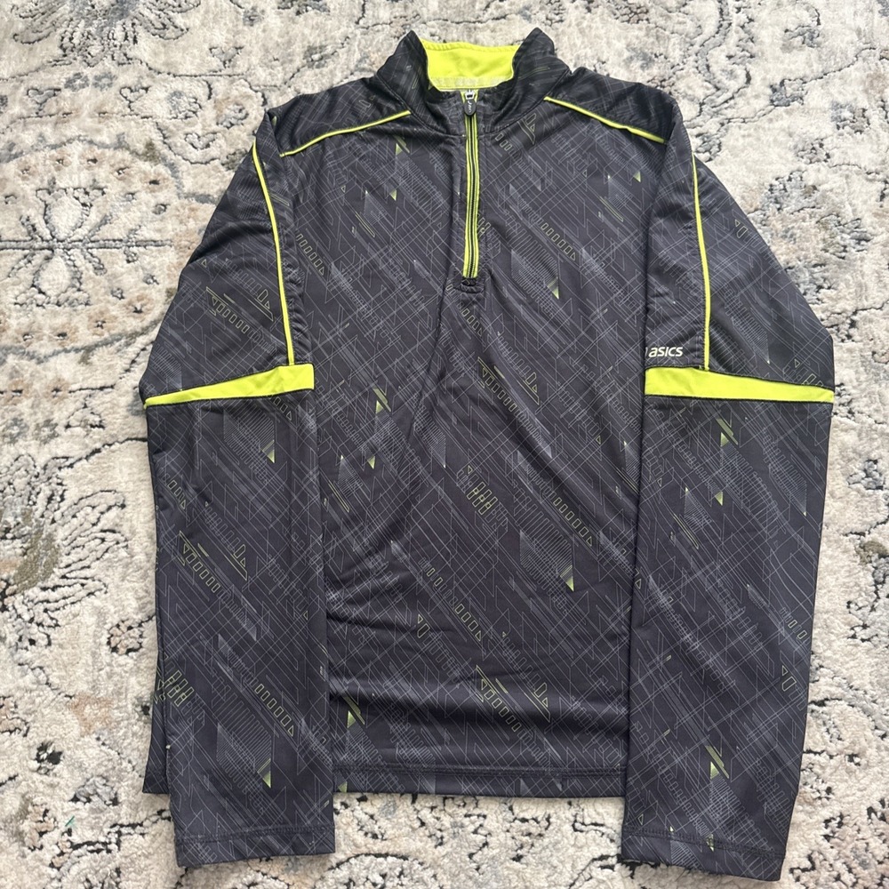 ASICS Youth 1/4 Zip Competition Pullover - Gray Graphic Youth XL 18/20